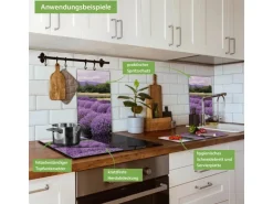 Banjado Herdabdeckplatte Glas 2 Teilig Je 30x52CM Schneidebrett Herdabdeckung Mit Motiv Lavendel 1