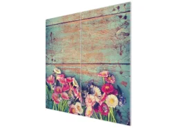 Banjado Herdabdeckplatte Glas 2 Teilig Je 30x52CM Schneidebrett Herdabdeckung Mit Motiv Blumenpfücken