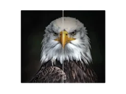 Banjado Herdabdeckplatte Glas 2 Teilig Je 30x52CM Schneidebrett Herdabdeckung Mit Motiv Adler