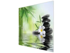 Banjado Herdabdeckplatte Glas 2 Teilig Je 30x52CM Schneidebrett Herdabdeckung Mit Motiv Steine & Relax 6