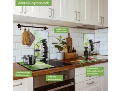 Banjado Herdabdeckplatte Glas 2 Teilig Je 30x52CM Schneidebrett Herdabdeckung Mit Motiv Steine & Relax 6