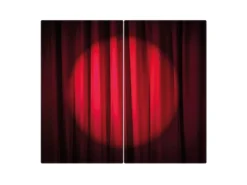 Banjado Herdabdeckplatte Glas 2 Teilig Je 30x52CM Schneidebrett Herdabdeckung Mit Motiv Roter Vorhang