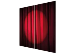 Banjado Herdabdeckplatte Glas 2 Teilig Je 30x52CM Schneidebrett Herdabdeckung Mit Motiv Roter Vorhang