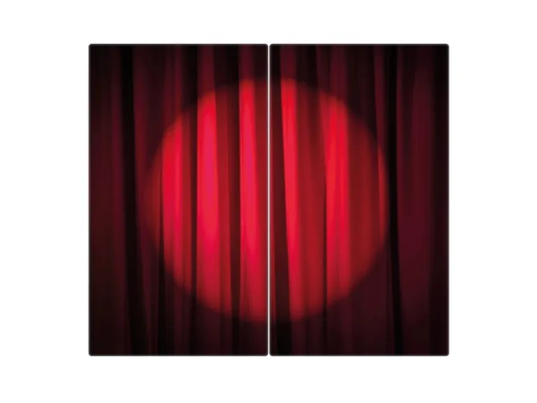 Banjado Herdabdeckplatte Glas 2 Teilig Je 30x52CM Schneidebrett Herdabdeckung Mit Motiv Roter Vorhang