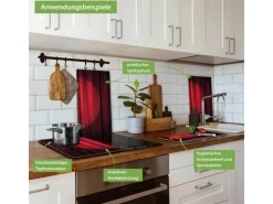 Banjado Herdabdeckplatte Glas 2 Teilig Je 30x52CM Schneidebrett Herdabdeckung Mit Motiv Roter Vorhang