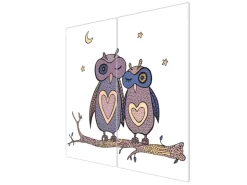 Banjado Herdabdeckplatte Glas 2 Teilig Je 30x52CM Schneidebrett Herdabdeckung Mit Motiv Verliebte Eulen