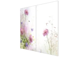 Banjado Herdabdeckplatte Glas 2 Teilig Je 30x52CM Schneidebrett Herdabdeckung Mit Motiv Glitzernde Wiese