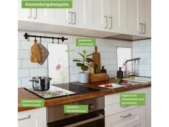 Banjado Herdabdeckplatte Glas 2 Teilig Je 30x52CM Schneidebrett Herdabdeckung Mit Motiv Glitzernde Wiese