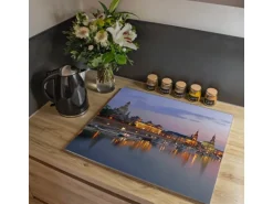 Banjado Herdabdeckplatte Glas 1 Teilig 60x52CM Schneidebrett Herdabdeckung Mit Motiv Dresden