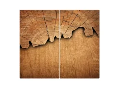 Banjado Herdabdeckplatte Glas 2 Teilig Je 30x52CM Schneidebrett Herdabdeckung Mit Motiv Holz