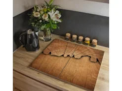 Banjado Herdabdeckplatte Glas 2 Teilig Je 30x52CM Schneidebrett Herdabdeckung Mit Motiv Holz