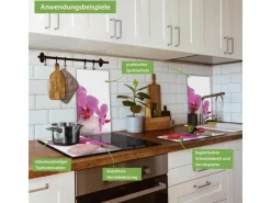 Banjado Herdabdeckplatte Glas 2 Teilig Je 30x52CM Schneidebrett Herdabdeckung Mit Motiv Orchidee