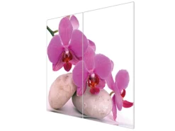 Banjado Herdabdeckplatte Glas 2 Teilig Je 30x52CM Schneidebrett Herdabdeckung Mit Motiv Orchidee