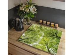 Banjado Herdabdeckplatte Glas 1 Teilig 60x52CM Schneidebrett Herdabdeckung Mit Motiv Zwischen Bäumen