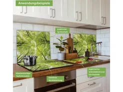 Banjado Herdabdeckplatte Glas 1 Teilig 60x52CM Schneidebrett Herdabdeckung Mit Motiv Zwischen Bäumen
