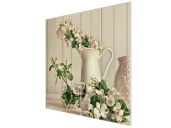 Banjado Herdabdeckplatte Glas 2 Teilig Je 30x52CM Schneidebrett Herdabdeckung Mit Motiv Stillleben Kirschblüten