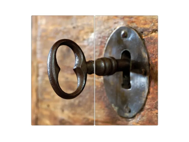 Banjado Herdabdeckplatte Glas 2 Teilig Je 30x52CM Schneidebrett Herdabdeckung Mit Motiv Schlüssel