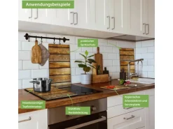 Banjado Herdabdeckplatte Glas 2 Teilig Je 30x52CM Schneidebrett Herdabdeckung Mit Motiv Holzbretter