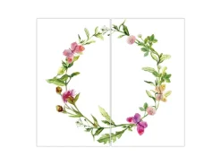 Banjado Herdabdeckplatte Glas 2 Teilig Je 30x52CM Schneidebrett Herdabdeckung Mit Motiv Aquarell Blumenring
