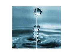 Banjado Herdabdeckplatte Glas 2 Teilig Je 30x52CM Schneidebrett Herdabdeckung Mit Motiv Wassertropfen