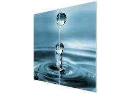 Banjado Herdabdeckplatte Glas 2 Teilig Je 30x52CM Schneidebrett Herdabdeckung Mit Motiv Wassertropfen