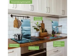 Banjado Herdabdeckplatte Glas 2 Teilig Je 30x52CM Schneidebrett Herdabdeckung Mit Motiv Wassertropfen