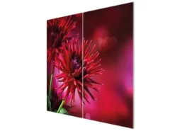 Banjado Herdabdeckplatte Glas 2 Teilig Je 30x52CM Schneidebrett Herdabdeckung Mit Motiv Rote Dahlien