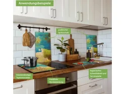 Banjado Herdabdeckplatte Glas 2 Teilig Je 30x52CM Schneidebrett Herdabdeckung Mit Motiv Patina