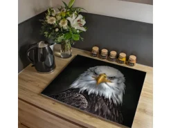 Banjado Herdabdeckplatte Glas 1 Teilig 60x52CM Schneidebrett Herdabdeckung Mit Motiv Adler