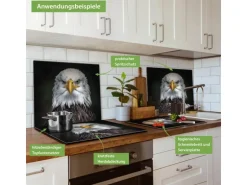 Banjado Herdabdeckplatte Glas 1 Teilig 60x52CM Schneidebrett Herdabdeckung Mit Motiv Adler