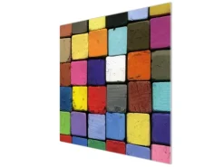 Banjado Herdabdeckplatte Glas 1 Teilig 60x52CM Schneidebrett Herdabdeckung Mit Motiv Bunte Kreide