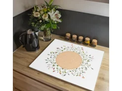 Banjado Herdabdeckplatte Glas 1 Teilig 60x52CM Schneidebrett Herdabdeckung Mit Motiv Hibiskus Kreis