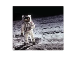 Banjado Herdabdeckplatte Glas 1 Teilig 60x52CM Schneidebrett Herdabdeckung Mit Motiv Astronaut