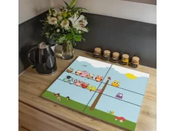 Banjado Herdabdeckplatte Glas 2 Teilig Je 30x52CM Schneidebrett Herdabdeckung Mit Motiv Da Wären Wir