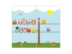 Banjado Herdabdeckplatte Glas 2 Teilig Je 30x52CM Schneidebrett Herdabdeckung Mit Motiv Da Wären Wir