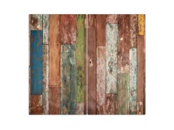 Banjado Herdabdeckplatte Glas 2 Teilig Je 30x52CM Schneidebrett Herdabdeckung Mit Motiv Buntes Holz