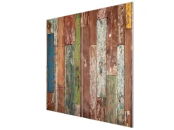 Banjado Herdabdeckplatte Glas 2 Teilig Je 30x52CM Schneidebrett Herdabdeckung Mit Motiv Buntes Holz