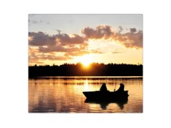 Banjado Herdabdeckplatte Glas 1 Teilig 60x52CM Schneidebrett Herdabdeckung Mit Motiv Angler