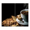 Banjado Herdabdeckplatte Glas 2 Teilig Je 30x52CM Schneidebrett Herdabdeckung Mit Motiv Hot Coffee