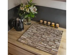 Banjado Herdabdeckplatte Glas 2 Teilig Je 30x52CM Schneidebrett Herdabdeckung Mit Motiv Stadtmauer