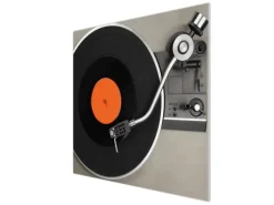 Banjado Herdabdeckplatte Glas 1 Teilig 60x52CM Schneidebrett Herdabdeckung Mit Motiv Plattenspieler