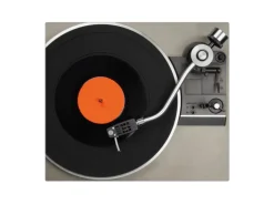 Banjado Herdabdeckplatte Glas 1 Teilig 60x52CM Schneidebrett Herdabdeckung Mit Motiv Plattenspieler