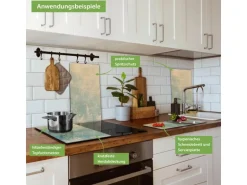 Banjado Herdabdeckplatte Glas 2 Teilig Je 30x52CM Schneidebrett Herdabdeckung Mit Motiv Patina Grün