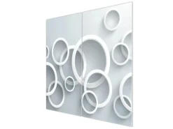 Banjado Herdabdeckplatte Glas 2 Teilig Je 30x52CM Schneidebrett Herdabdeckung Mit Motiv Weiße Ringe