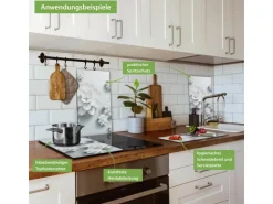 Banjado Herdabdeckplatte Glas 2 Teilig Je 30x52CM Schneidebrett Herdabdeckung Mit Motiv Papier Lotus