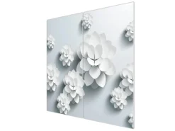 Banjado Herdabdeckplatte Glas 2 Teilig Je 30x52CM Schneidebrett Herdabdeckung Mit Motiv Papier Lotus