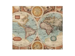 Banjado Herdabdeckplatte Glas 1 Teilig 60x52CM Schneidebrett Herdabdeckung Mit Motiv Historische Weltkarte