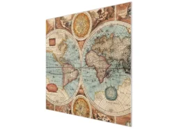 Banjado Herdabdeckplatte Glas 1 Teilig 60x52CM Schneidebrett Herdabdeckung Mit Motiv Historische Weltkarte