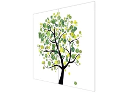 Banjado Herdabdeckplatte Glas 2 Teilig Je 30x52CM Schneidebrett Herdabdeckung Mit Motiv Laubzauberbaum