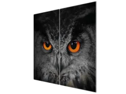 Banjado Herdabdeckplatte Glas 2 Teilig Je 30x52CM Schneidebrett Herdabdeckung Mit Motiv Uhu